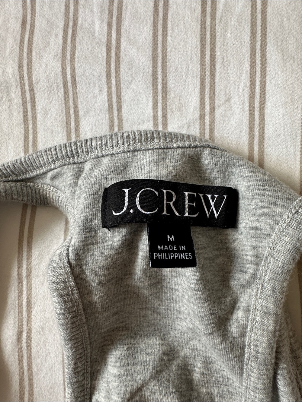 J. Crew Light Gray Ribbed Racerback Tank with Built In Shelf Bra - Picture 3 of 3